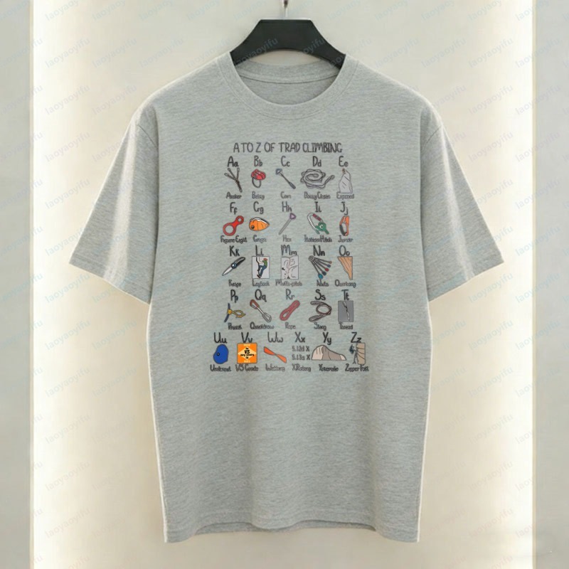 Sports Equipment A To Z - Tırmanma Ekipmanları Alfabesi erkek T-Shirt A'dan
